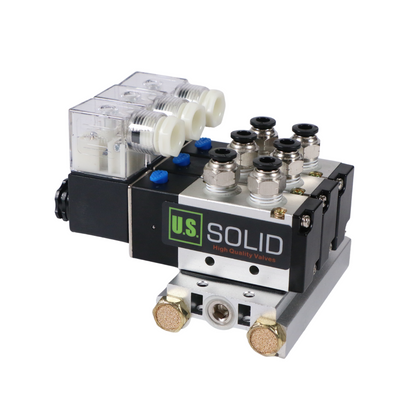 4V210-08 2 Position 5 Way 3 Pneumatic Solenoid Valves Manifold Base, AC 110V, Normally Closed
