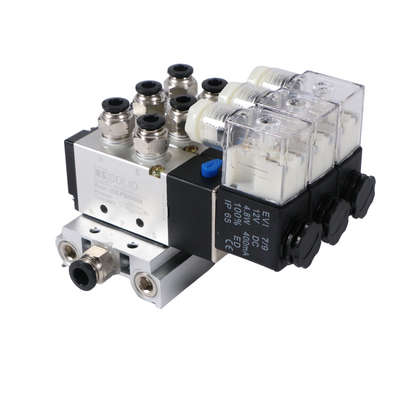 4V210-08 2 Position 5 Way 3 Pneumatic Solenoid Valves Manifold Base, AC 110V, Normally Closed