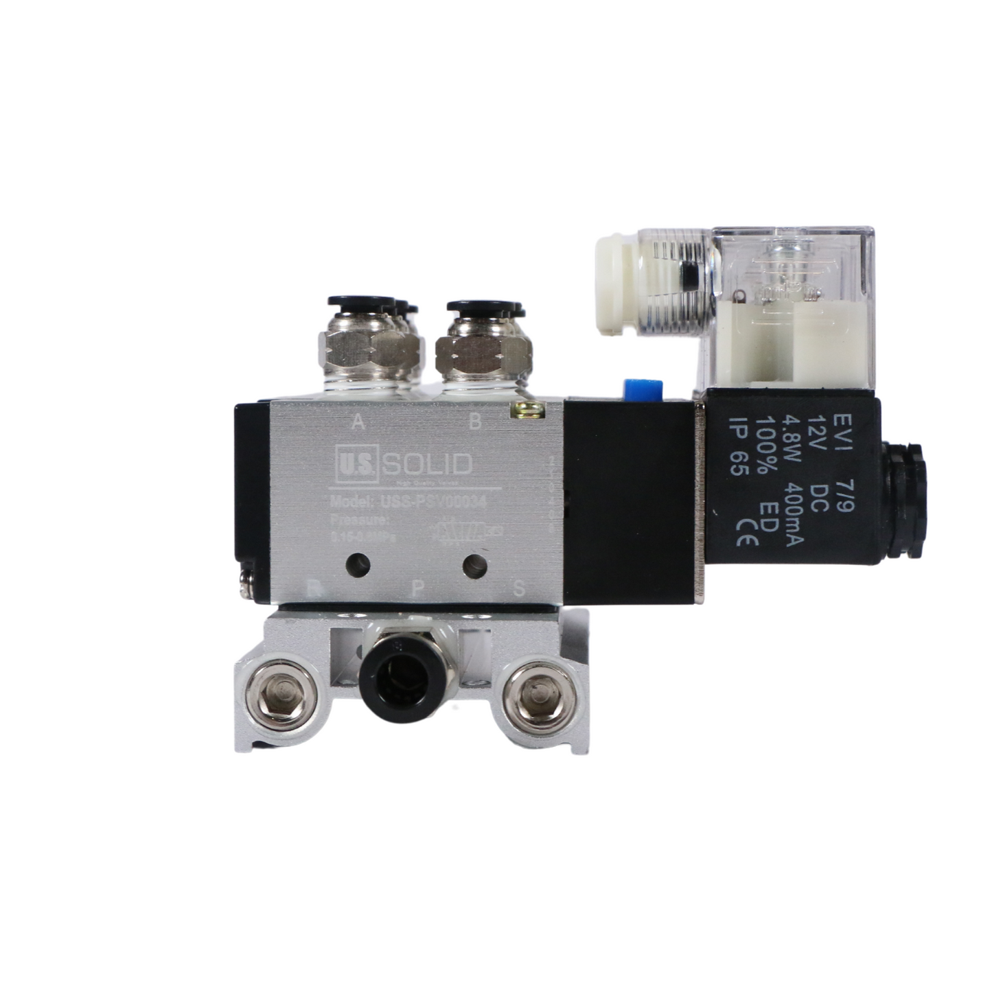 4V210-08 2 Position 5 Way 3 Pneumatic Solenoid Valves Manifold Base, AC 110V, Normally Closed