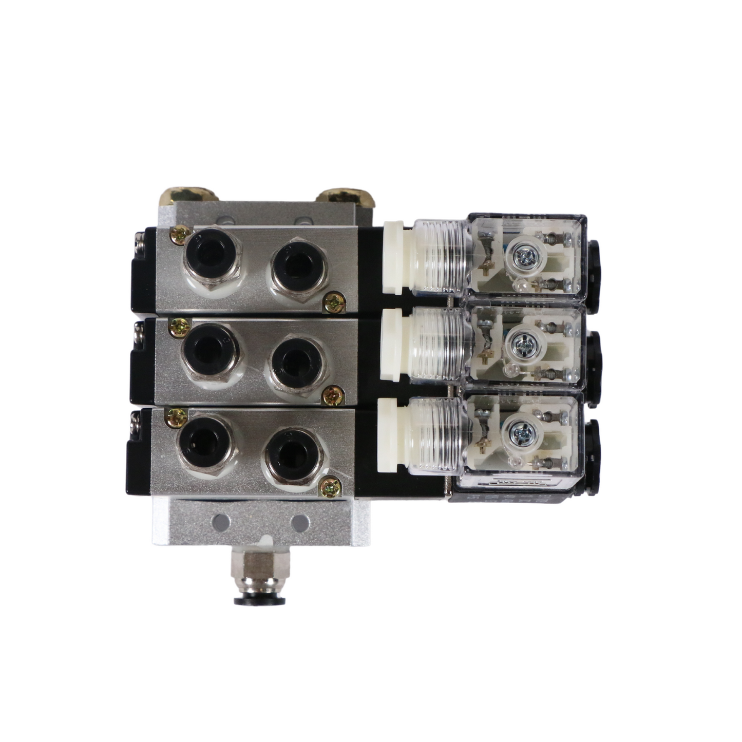 4V210-08 2 Position 5 Way 3 Pneumatic Solenoid Valves Manifold Base, AC 110V, Normally Closed