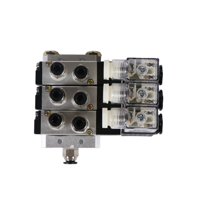 4V210-08 2 Position 5 Way 3 Pneumatic Solenoid Valves Manifold Base, AC 110V, Normally Closed