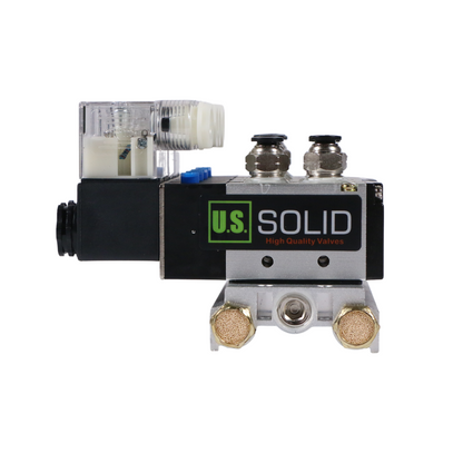 4V210-08 2 Position 5 Way 4 Pneumatic Solenoid Valves Manifold Base, AC 110V, Normally Closed