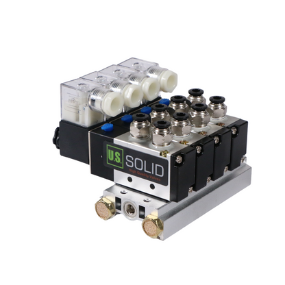 4V210-08 2 Position 5 Way 4 Pneumatic Solenoid Valves Manifold Base, AC 110V, Normally Closed