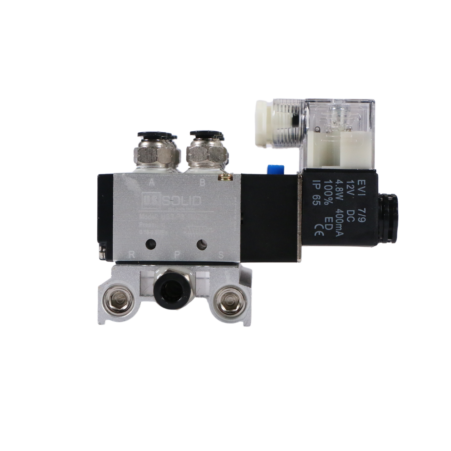 4V210-08 2 Position 5 Way 4 Pneumatic Solenoid Valves Manifold Base, AC 110V, Normally Closed