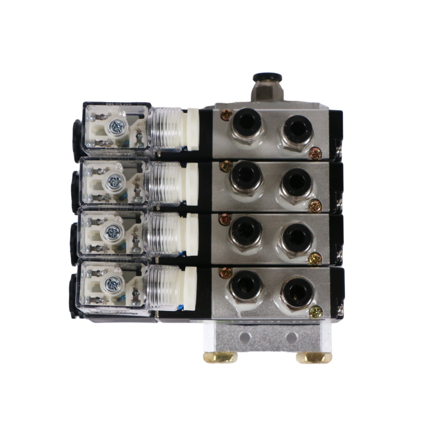 4V210-08 2 Position 5 Way 4 Pneumatic Solenoid Valves Manifold Base, AC 110V, Normally Closed