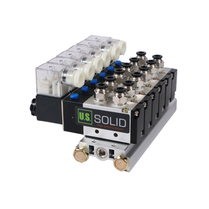 4V210-08 2 Position 5 Way 6 Pneumatic Solenoid Valves Manifold Base, AC 110V, Normally Closed