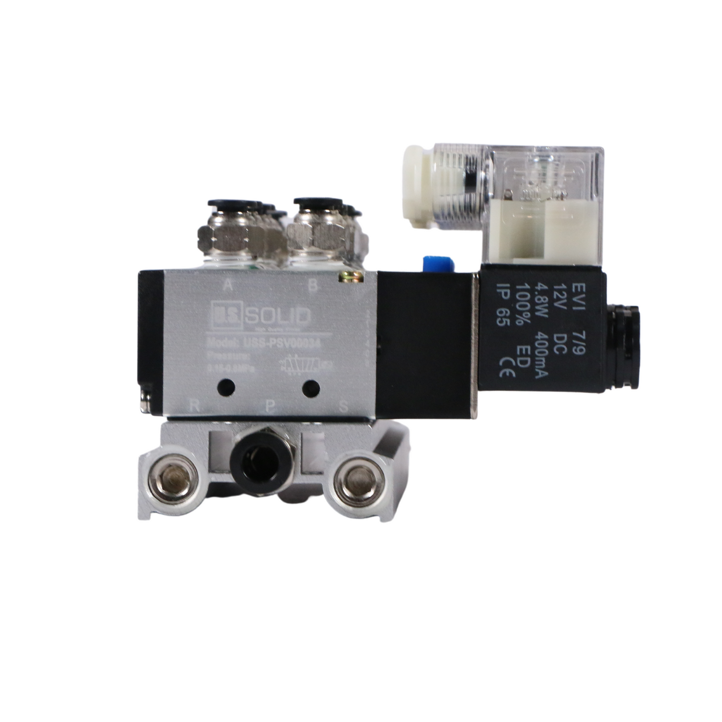 4V210-08 2 Position 5 Way 6 Pneumatic Solenoid Valves Manifold Base, AC 110V, Normally Closed