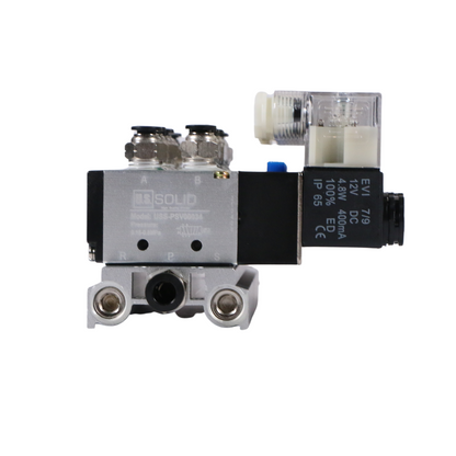 4V210-08 2 Position 5 Way 6 Pneumatic Solenoid Valves Manifold Base, AC 110V, Normally Closed
