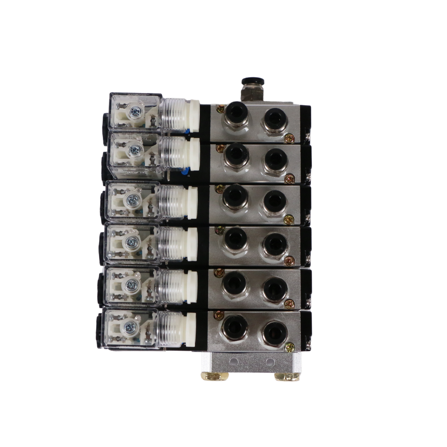 4V210-08 2 Position 5 Way 6 Pneumatic Solenoid Valves Manifold Base, AC 110V, Normally Closed