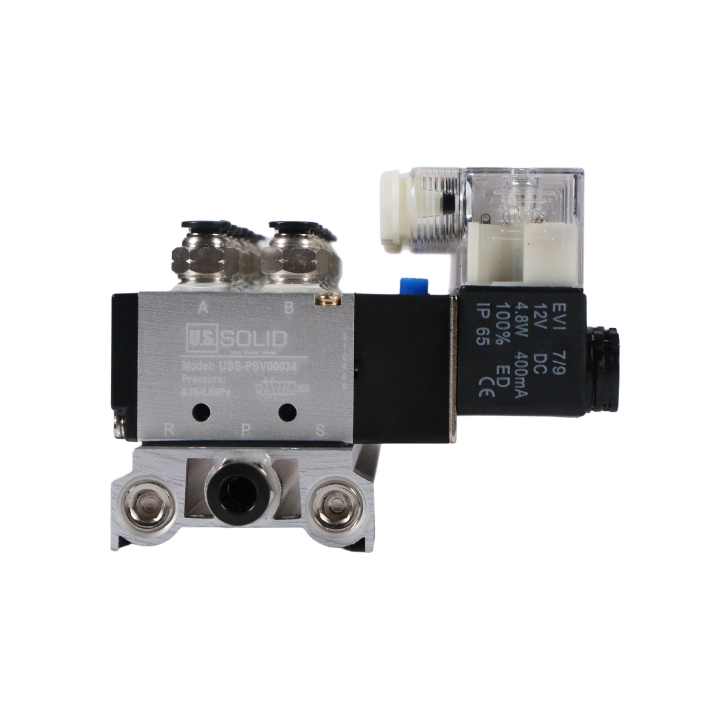 4V210-08 2 Position 5 Way 8 Pneumatic Solenoid Valves Manifold Base, AC 110V, Normally Closed
