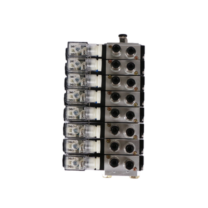 4V210-08 2 Position 5 Way 8 Pneumatic Solenoid Valves Manifold Base, AC 110V, Normally Closed