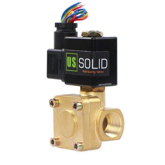 U.S. Solid Electric Solenoid Valve- 1/2" 12V DC Solenoid Valve Brass Body Normally Closed, Pilot Type, VITON SEAL