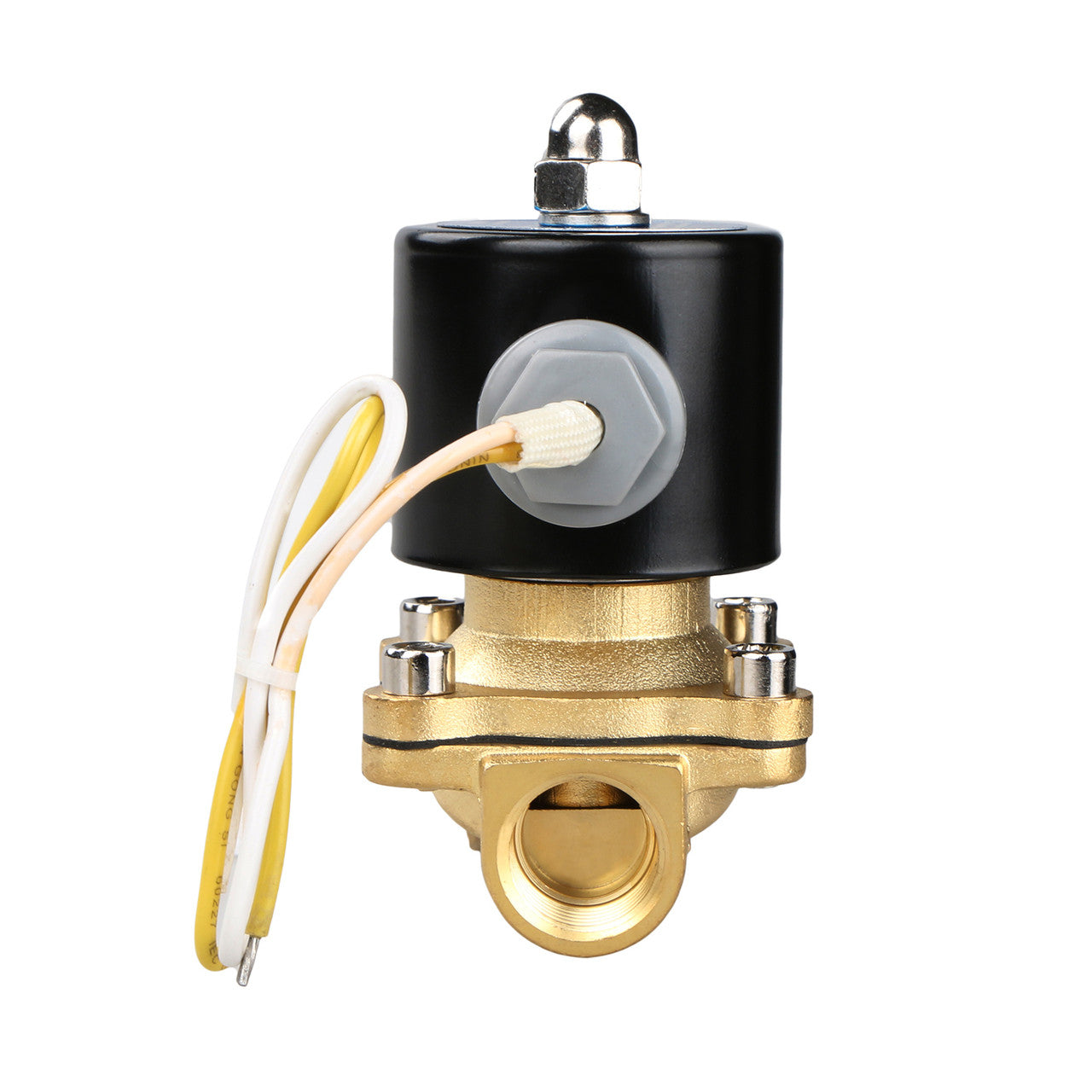 U.S. Solid Electric Solenoid Valve - 1/2" 110V AC Solenoid Valve Brass Body Normally Closed, VITON SEAL