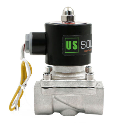 Válvula solenoide eléctrica sólida de EE. UU. - Válvula solenoide de 3/4" 110 V CA Cuerpo de acero inoxidable Normalmente cerrado, SELLO DE VITON