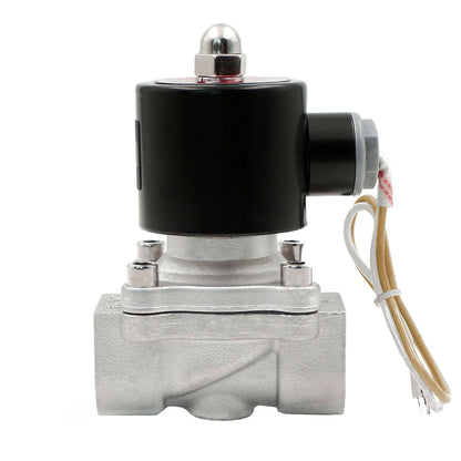 Válvula solenoide eléctrica sólida de EE. UU. - Válvula solenoide de 3/4" 110 V CA Cuerpo de acero inoxidable Normalmente cerrado, SELLO DE VITON