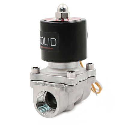 Válvula solenoide eléctrica sólida de EE. UU. - Válvula solenoide de 3/4" 110 V CA Cuerpo de acero inoxidable Normalmente cerrado, SELLO DE VITON