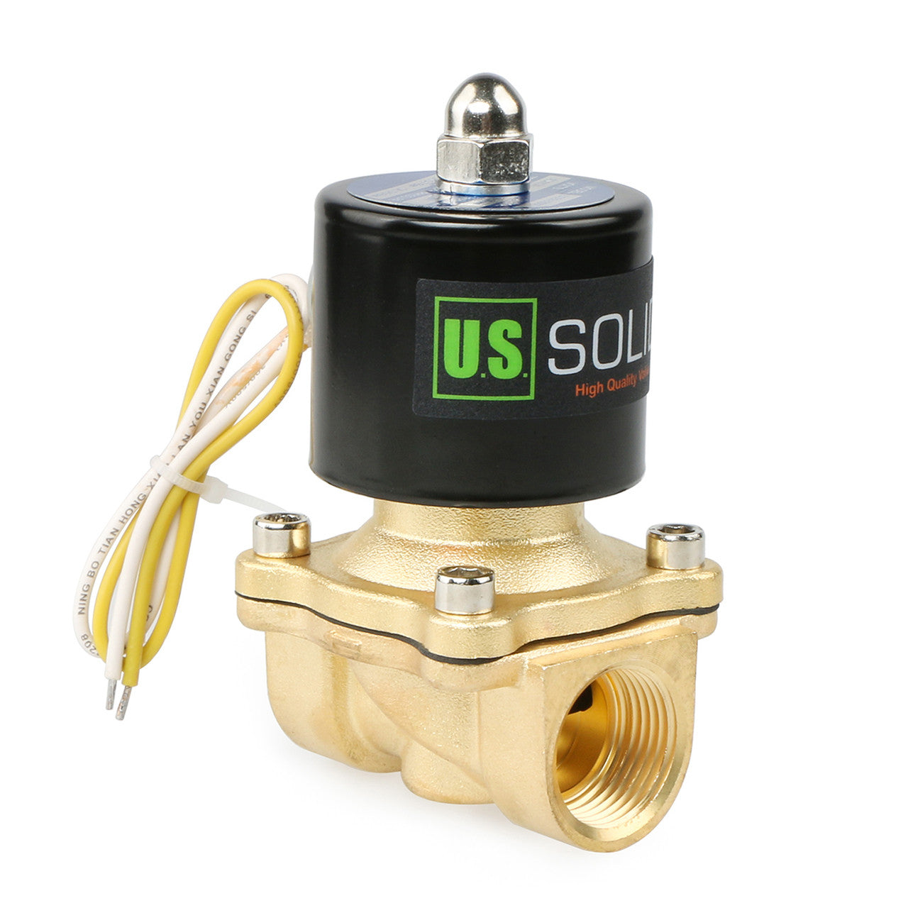 U.S. Solid Electric Solenoid Valve- 3/4" 110V AC Solenoid Valve Brass Body Normally Closed, NBR SEAL