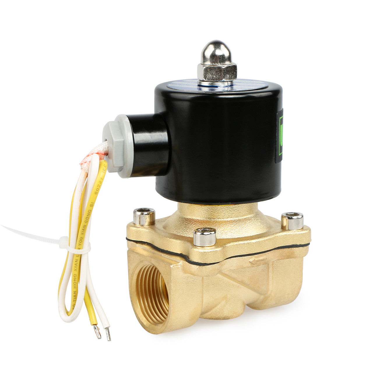 U.S. Solid Electric Solenoid Valve- 3/4" 110V AC Solenoid Valve Brass Body Normally Closed, NBR SEAL