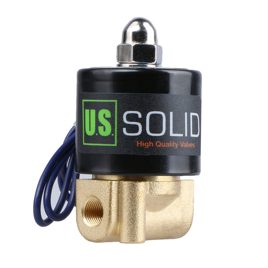 U.S. Solid Electric Solenoid Valve- 1/8" 12V DC Solenoid Valve Brass Body Normally Closed, NBR SEAL