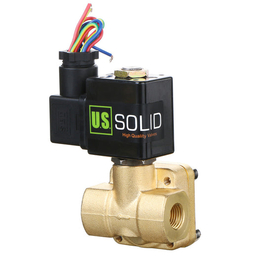 U.S. Solid Electric Solenoid Valve- 3/4" 12V DC Solenoid Valve Brass Body Normally Open, VITON SEAL