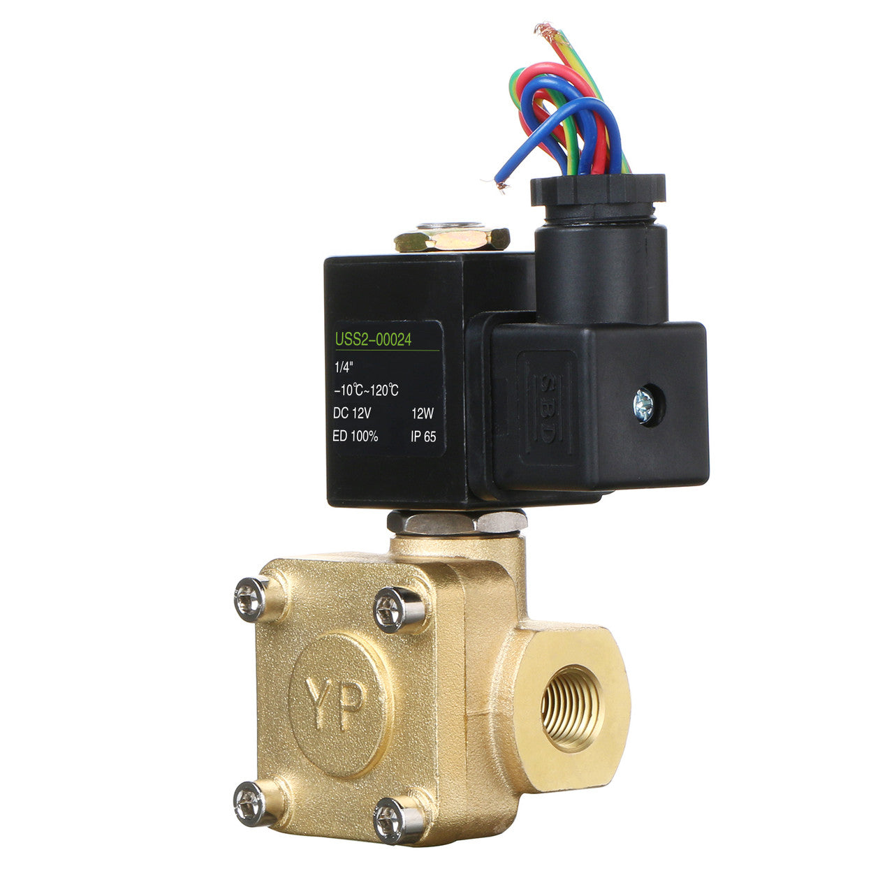 U.S. Solid Electric Solenoid Valve- 1/4" 12V DC 230PSI Solenoid Valve Brass Body Normally Closed, VITON SEAL