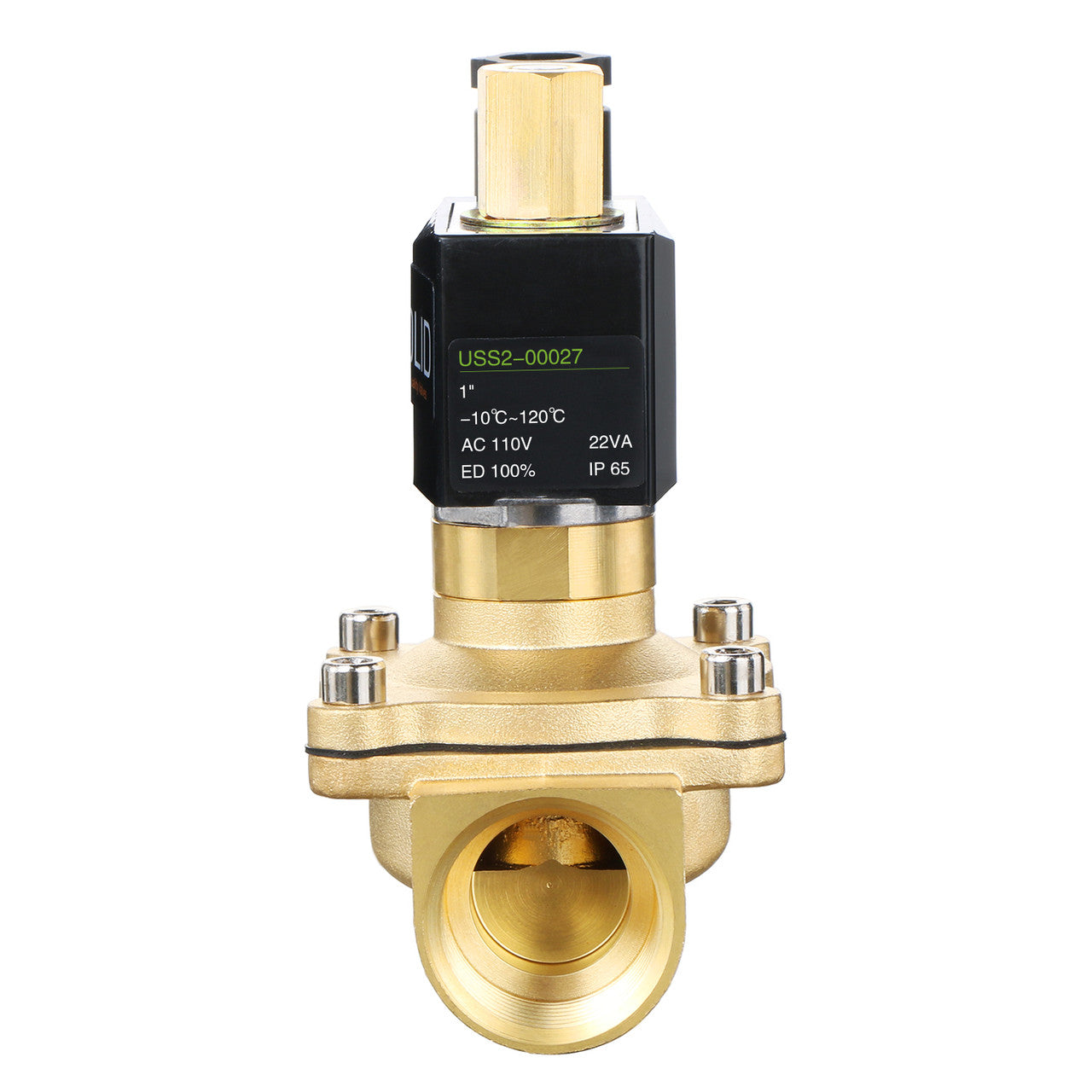 U.S. Solid Electric Solenoid Valve- 1" 110V AC Solenoid Valve Brass Body Normally Open, VITON SEAL