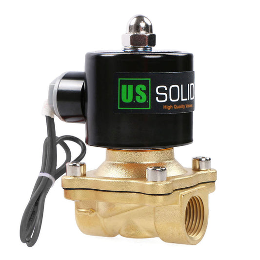 U.S. Solid 1/2" Brass Electric Solenoid Valve 24V DC Normally Closed VITON Air Water Oil Fuel