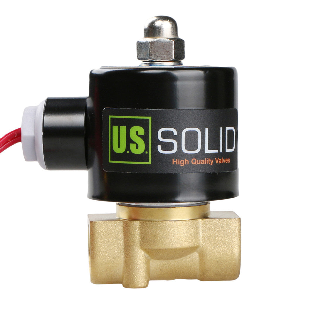 U.S. Solid Electric Solenoid Valve- 3/8" 110V AC Solenoid Valve Brass Body Normally Closed, VITON SEAL