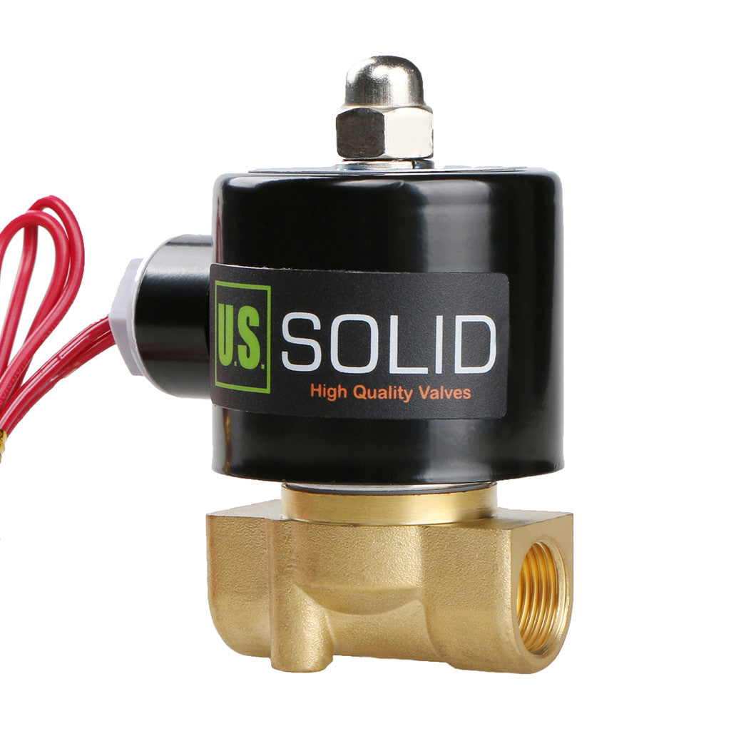 U.S. Solid Electric Solenoid Valve- 3/8" 110V AC Solenoid Valve Brass Body Normally Closed, VITON SEAL