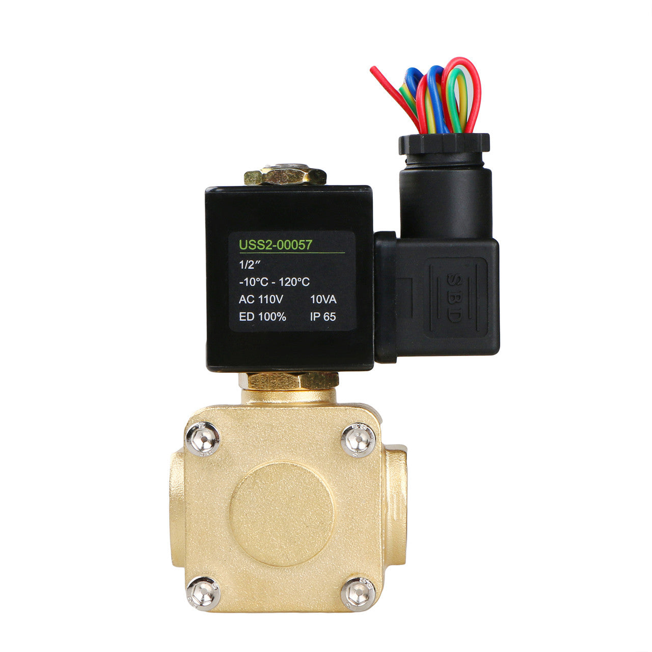 U.S. Solid Electric Solenoid Valve- 1/2" 110V AC Solenoid Valve Brass Body Normally Closed, Pilot Type, VITON SEAL