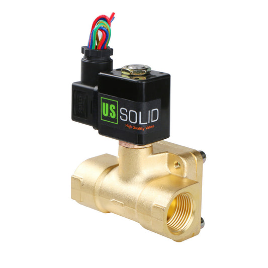 U.S. Solid Electric Solenoid Valve - 3/4" 110V AC Solenoid Valve Brass Body Normally Closed, Pilot Type, VITON SEAL