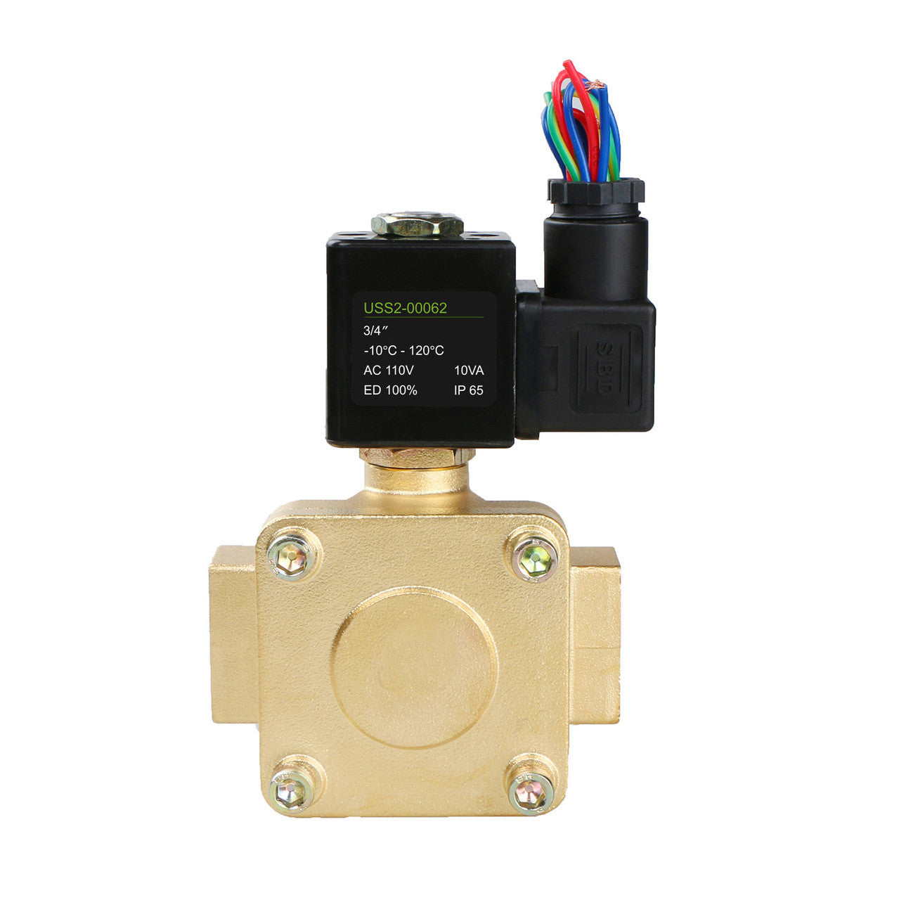 U.S. Solid Electric Solenoid Valve - 3/4" 110V AC Solenoid Valve Brass Body Normally Closed, Pilot Type, VITON SEAL