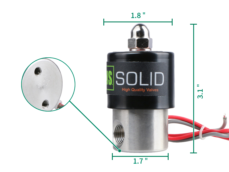 U.S. Solid Hochdruck-Magnetventil 1/4 Zoll – 60 Bar, Edelstahl, 24V DC, -30 Bis 180°C, Für Flüssigkeiten & Gase
