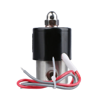 Válvula solenoide eléctrica sólida de EE. UU. - Válvula solenoide de 1/4" 24 V CA Cuerpo de acero inoxidable Normalmente cerrado, SELLO DE VITON