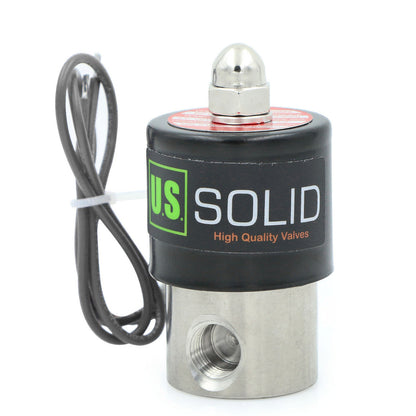 Válvula solenoide eléctrica sólida de EE. UU. - Válvula solenoide de 1/4" 24 V CC Cuerpo de acero inoxidable Normalmente cerrado, SELLO DE VITON 