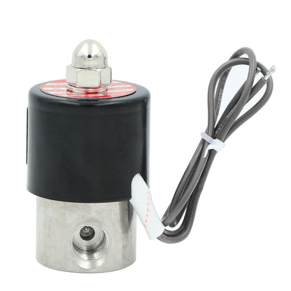 Válvula solenoide eléctrica sólida de EE. UU. - Válvula solenoide de 1/4" 24 V CC Cuerpo de acero inoxidable Normalmente cerrado, SELLO DE VITON 