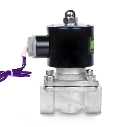 Válvula solenoide eléctrica sólida de EE. UU. - Válvula solenoide de 3/4" 12 V CC Cuerpo de acero inoxidable Normalmente cerrado, SELLO DE VITON 