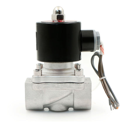 Válvula solenoide eléctrica sólida de EE. UU. - Válvula solenoide de 3/4" 24 V CC Cuerpo de acero inoxidable Normalmente cerrado, SELLO DE VITON