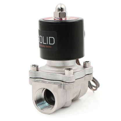 Válvula solenoide eléctrica sólida de EE. UU. - Válvula solenoide de 3/4" 24 V CC Cuerpo de acero inoxidable Normalmente cerrado, SELLO DE VITON