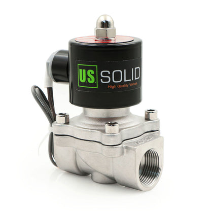 Válvula solenoide eléctrica sólida de EE. UU. - Válvula solenoide de 3/4" 24 V CC Cuerpo de acero inoxidable Normalmente cerrado, SELLO DE VITON