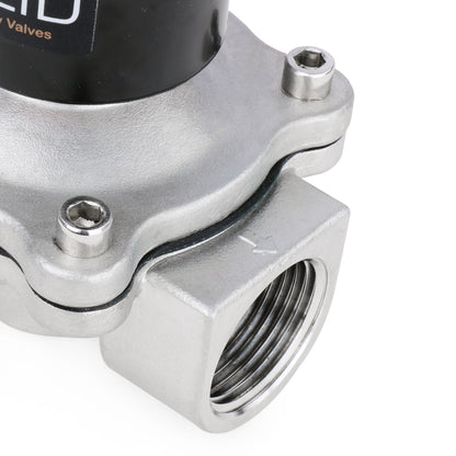 1" Solenoid Valve - 12V DC Stainless Steel Electric Solenoid Valve, Normally Closed, VITON Seal