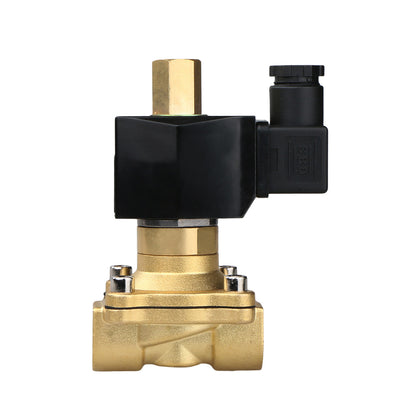 Válvula solenoide eléctrica sólida de EE. UU. - Válvula solenoide de 1/2" 12 V CC Cuerpo de latón normalmente abierto, SELLO NBR 