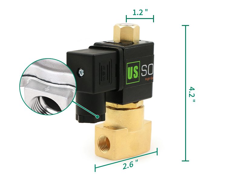 1/4" Brass Solenoid Valve - 24V AC Normally Open, NPT For Air, Gas, Non-Potable Water