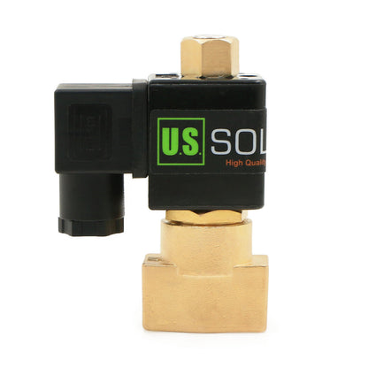 Válvula solenoide eléctrica sólida de EE. UU. - Válvula solenoide de 1/4" 12 V CC Cuerpo de latón normalmente abierto, SELLO NBR 