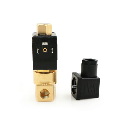 Válvula solenoide eléctrica sólida de EE. UU. - Válvula solenoide de 1/4" 12 V CC Cuerpo de latón normalmente abierto, SELLO NBR 