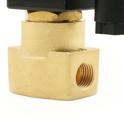 Válvula solenoide eléctrica sólida de EE. UU. - Válvula solenoide de 1/4" 12 V CC Cuerpo de latón normalmente abierto, SELLO NBR 