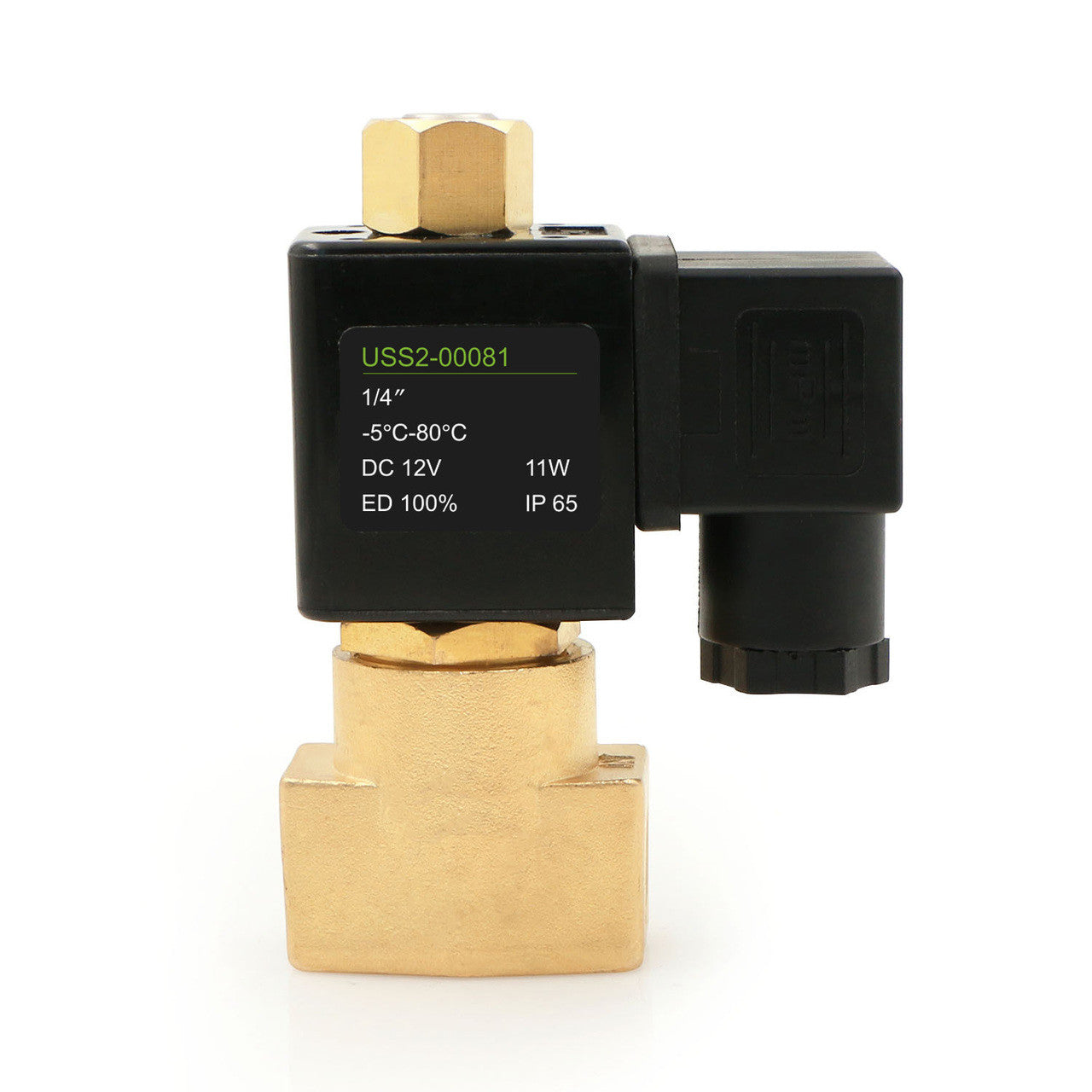 Válvula solenoide eléctrica sólida de EE. UU. - Válvula solenoide de 1/4" 12 V CC Cuerpo de latón normalmente abierto, SELLO NBR 