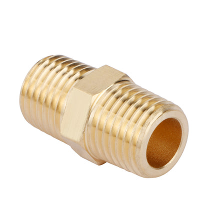 U.S. Solid Brass Hex Nipple - 1/4" x 1/4" NPT Male Pipe Fitting Adapter, 3/8" x 3/8", 1/2" x 1/2", 3/4" x 3/4", 1" x 1",  1/8"x1/8", 1/4"x1/8", 3/8"x1/8", 3/8"x1/4", 1/2"x1/4", 1/2"x3/8", 3/4"x1/2"