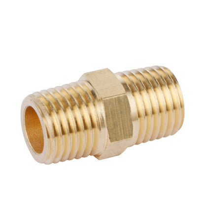 U.S. Solid Brass Hex Nipple - 1/4" x 1/4" NPT Male Pipe Fitting Adapter, 3/8" x 3/8", 1/2" x 1/2", 3/4" x 3/4", 1" x 1",  1/8"x1/8", 1/4"x1/8", 3/8"x1/8", 3/8"x1/4", 1/2"x1/4", 1/2"x3/8", 3/4"x1/2"