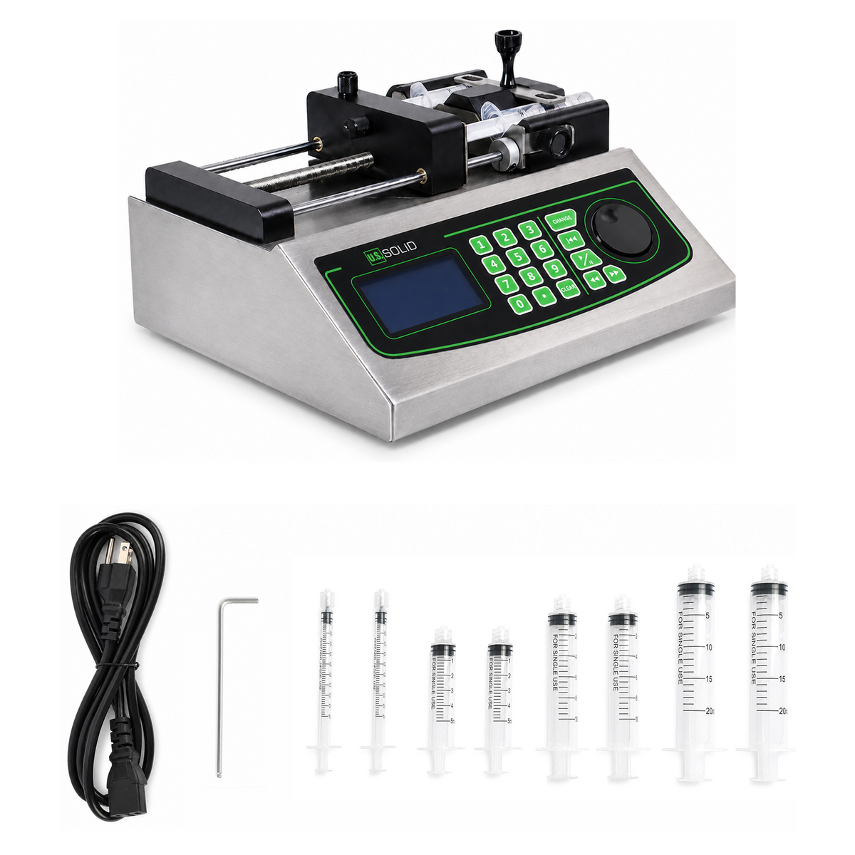 Dwukanałowa pompa strzykawkowa do infuzji/pobierania, od 0,001 µl/min do 150,5 ml/min, siła ciągu 280 N